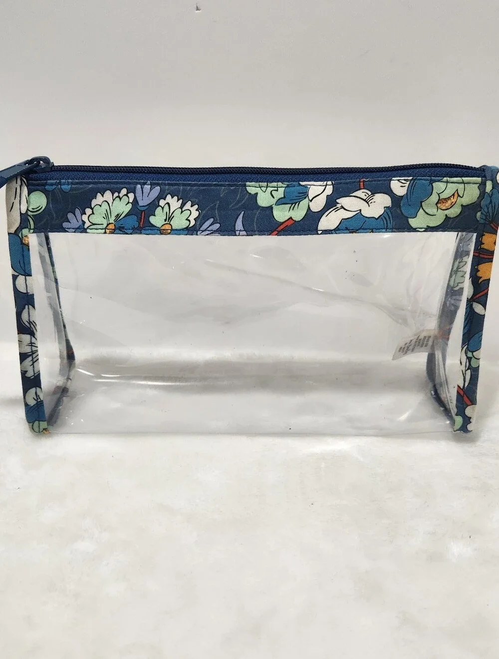Vera Bradley Navy Blue Floral Burst Eye Mask Clear Cosmetic Bag Gift Set